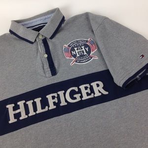 Tommy Hilfiger Spell Out Street Wear Polo Sz L